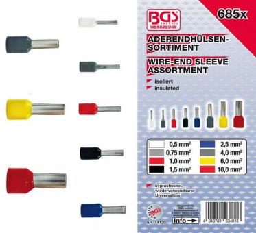 Aderendhülsen-Sortiment, isoliert, 685-tlg. 