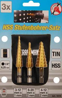 HSS-Stufenbohr-Satz, 3-20 mm, 3-tlg. 