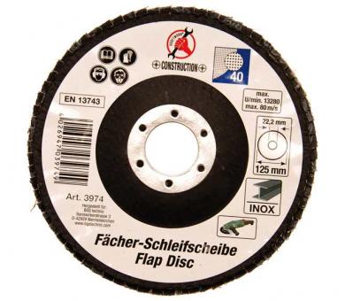 Fächer-Schleif-Scheibe, Körnung 40, Ø 125 mm 