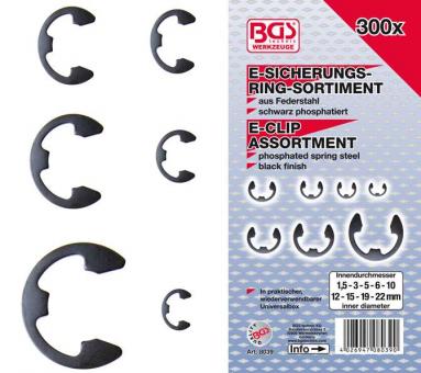 E-Sicherungsring-Sortiment, 1,5-22 mm, 300-tlg. 