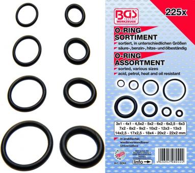 O-Ring Sortiment, 3-22 mm Ø, 225-tlg. 