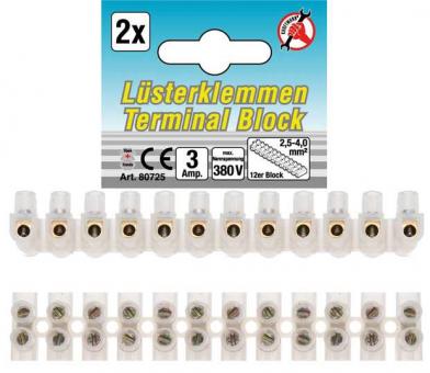 Lüsterklemmen 2,5mm², 2 Stück, 12er Block 