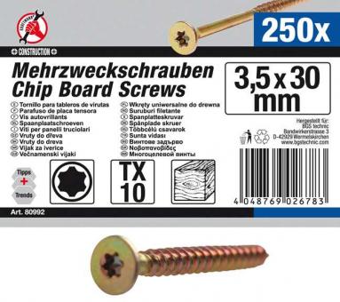 Mehrzweckschrauben, 3,5x30 mm, T10, 250 Stück  