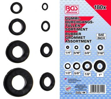 Gummi-Durchgangstüllen-Sortiment, 180-tlg. 