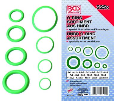 HNBR O-Ring-Sortiment, 3-22 mm Ø, 225-tlg. 