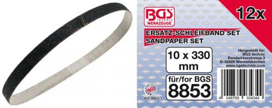 Schleifband 10mm x 325 mm, 12 Stück, passend für, passend für BGS 8853 