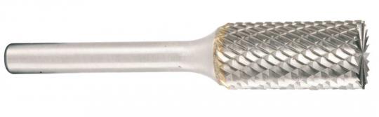 Hartmetallfr&#228;ser, Form B Zylinder mit Stirnverzahnung d1 3.0 mm, Schaftdurchmesser 3.0 mm Kreuzverzahnung 
