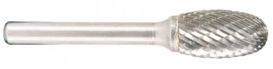 Hartmetallfr&#228;ser, Form E Oval / Tropfen d1 9.6 mm, Schaftd. 6.0 mm Kreuzverzahnung 
