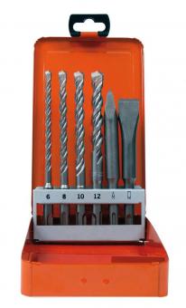 Hammerbohrer Mei&#223;el Set 6-tlg. (4Plus &#216; 6, 8, 10, 12 mm, Spitz-, Flachmei&#223;el) 